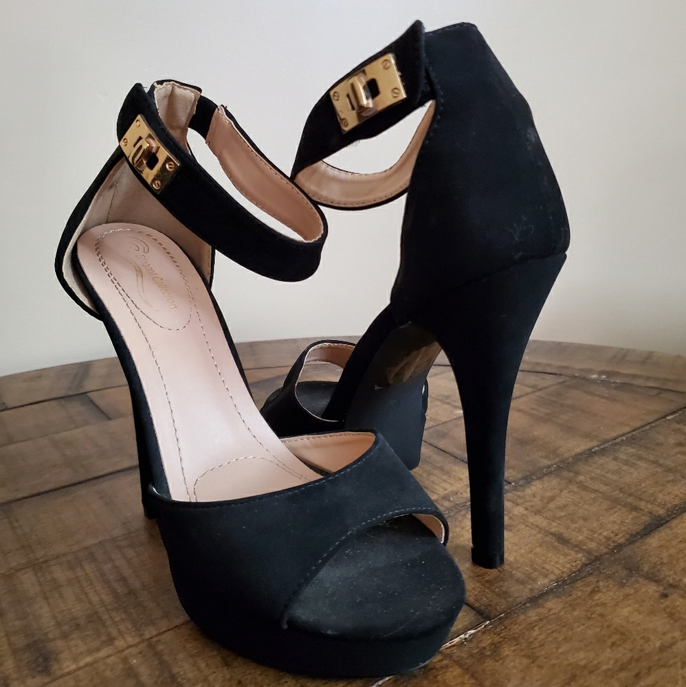 Faux suede heels